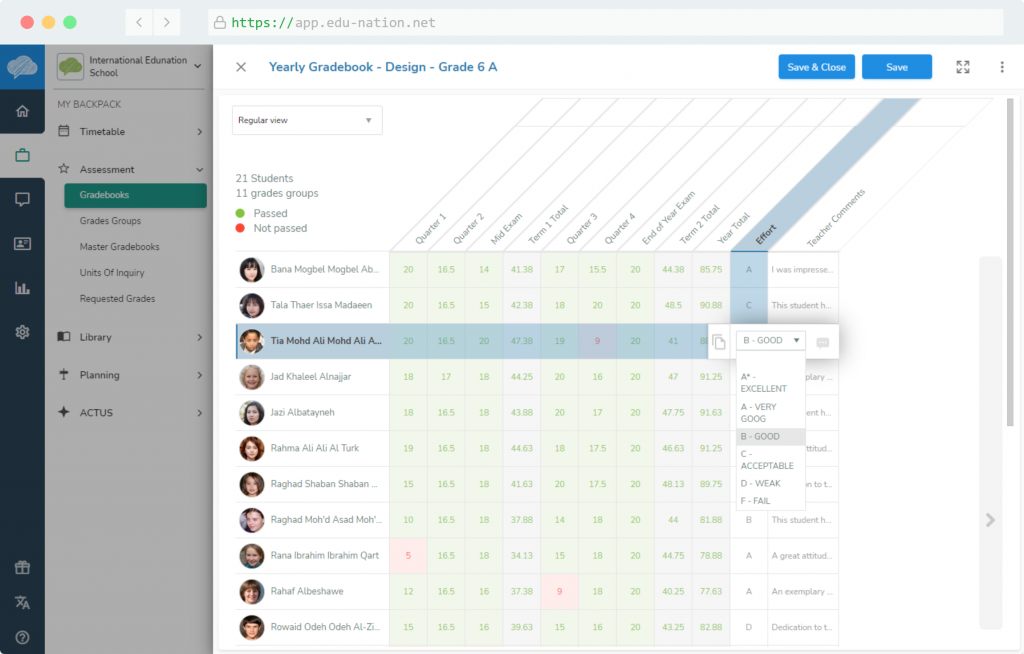 Teacher Gradebook